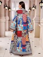 Abaya de Luxe pour Femmes Modestes de Dubaï, en Polyester de Haute Qualité, Tissu Confortable et Respirant, Motif Floral, Col en V, Strass