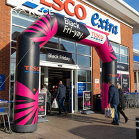 Arche publicitaire gonflable personnalisée avec logo noir pour la promotion des ventes du Black Friday, facile à installer, avec TPU pour l'entrée des magasins
