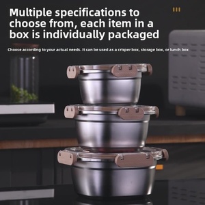 Boîte à lunch bento écologique en acier inoxydable 304, de qualité alimentaire, étanche, en métal, pour les enfants à l'école, les adultes et le travail au bureau - Product Image 2