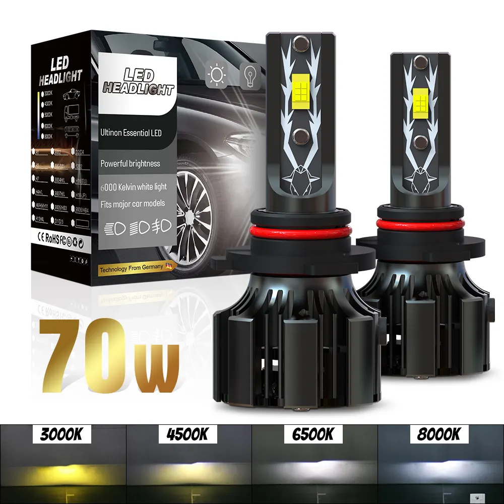 Lampu depan XENPLUS harga pabrik U12 70w 10000lm H1 H3 H4 H7 H11 H13 9004 9005 9006 9007 9012 880 untuk mobil