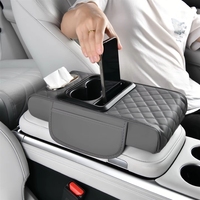 CAR SPACE Boîte de rangement universelle en cuir pour accoudoir avant de voiture, multifonctionnelle, avec rehausseur, porte-mouchoirs et porte-gobelet pour console
