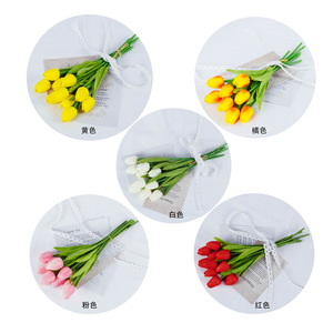 Ramo de Tulipanes Artificiales Wen Hope, Flores de PU Rosa y Amarillo para Decoración del Hogar y Bodas - Product Image 3