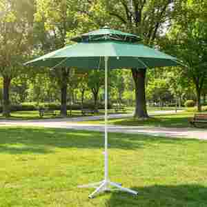 Sombrilla de Jardín de 150 cm de Radio, con Varillas de Fibra de Vidrio, Protección UV de Poliéster, para Patio Trasero, Playa, Jardín - Product Image 1