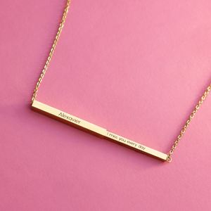 Collar de Acero Inoxidable para Mujer, Joyería que No se Deslustra, Grabado Personalizado, Plata, Barras Dobles, Espacio en Blanco para Mensaje Oculto, Barra Grabada - Product Image 1