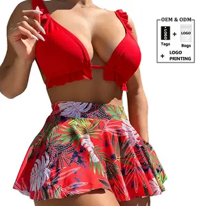 Biquinis-brasileiros-nos- Flawless Red Bikini Trimmer Women Swimwear 3 Piece Swimsuit Vendor Swimwear Women