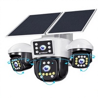 Caméra extérieure 4G à énergie solaire, 4 objectifs, 4 canaux, IP66, alarme, vue panoramique à 360°, rétroéclairage automatique, télécommande mobile