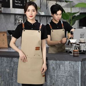 Custom Logo High Quality Foldable Waterproof Oil-Resistant Canvas <b>Kitchen</b> Chef <b>Aprons</b> With Pockets - Product Image 1