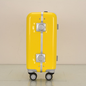 Yellow 16-Inch Square Student Trolley <b>Suitcase</b> With Swivel <b>Wheels</b> For Travel Carry-On - Product Image 3