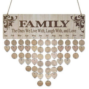 Planche d'anniversaire familiale calendrier en bois mural suspendu Plaque de rappel d'anniversaire avec 100 étiquettes en bois super cadeau pour maman <span class=keywords><strong>grand</strong></span>-mère - Product Image 5