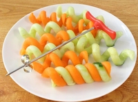 Creatieve Roestvrijstalen Magische Spiraalvormige Groente & Fruitmes Artistieke Conceptschoteldecoratie Voor Handmatige Bediening