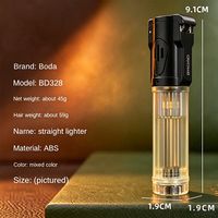 Briquet moderne BD328 à flamme jet transparente, en plastique, coupe-vent, rechargeable, petit pistolet pulvérisateur, à gaz butane, pour cigarettes