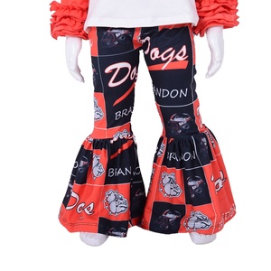 Servicio OEM Personalizado, Conjunto de Pantalones con Estampado de Campana y Volantes de Manga Larga para Niñas, 2 Piezas, Spandex/Algodón Orgánico, Estilo Inglés - Product Image 2