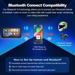 หน้าจอแอนดรอยด์สำหรับมอเตอร์ไซค์ขนาด 6 นิ้ว รุ่นใหม่ กันน้ำ IP67 อัปเดต OTA ระบบ 8-Core GPS BT WIFI 4G DVR TPMS ระบบนำทางสำหรับมอเตอร์ไซค์ รองรับ CarPlay - Product Image 2