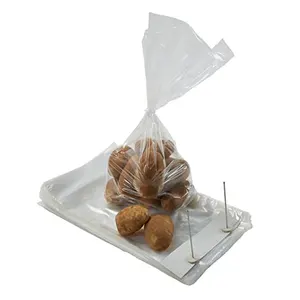 批发印花彩色聚CPP面包扁平透明白色塑料烘焙面包小袋，带折叠顶部领带
