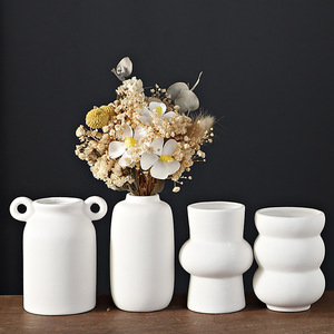 Wholesale Modern Simple <strong>White</strong> Matte Ceramic Tabletop <strong>Vase</strong> Hot Selling for Dried <strong>Flowers</strong> Decoration - Product Image 2