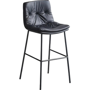 Chaise TUQ personnalisée, moderne, carrée, à pieds hauts, dossier haut, en cuir PU vert durable, robuste, écologique, pour bar et salle à manger - Product Image 1