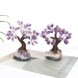 Wholesale Natural Healing Stones Crystal Bonsai <b>Tree</b> Amethyst Cluster Base Crystal <b>Tree</b> for Feng Shui Decoration - Product Image 6