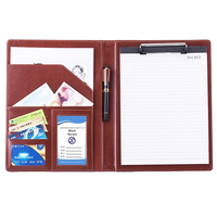 Porte-documents A4 en cuir pour affaires, organiseur de conférence avec pince, porte-stylo et poches pour cartes