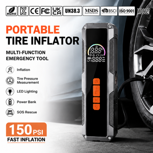 Portable Tire Inflator Air Compressor Digital <b>Car</b> Pump 150PSI with LED Light Pressure Gauge Power Bank SOS Rescue Tool OEM ODM - Product Image 1