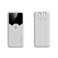 Batterie externe filaire en plastique partagée, pratique, 20 000 mAh, personnalisable avec logo cadeau, compacte, portable, prend en charge la charge rapide