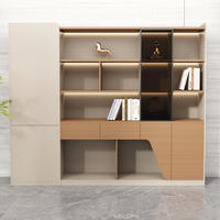 Mueble de Almacenamiento Modular de Madera de Lujo con Estantes Abiertos y Armarios Cerrados para Archivo en Escuelas, Talleres y Oficinas Ejecutivas