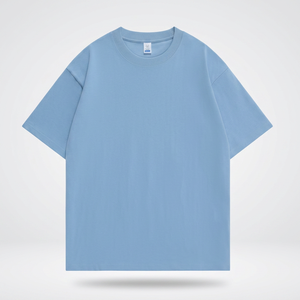 Camiseta de Manga Corta para Hombre, Talla Grande, Color Azul Claro, Algodón, Cuello Redondo, Diseño Liso, Estilo Casual, Tejido Jersey, para Todas las Temporadas - Product Image 2