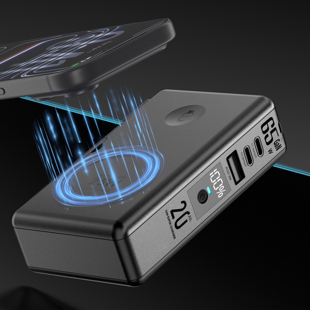 65W 6 In1 Laptop Worldwide AC Plug Power Bank 20000mAh Q2 Magnetic Wireless External Battery Charger Laptop Power Bank