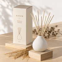 Diffuseur de parfum en rotin AIKUN, sans alcool, aux huiles essentielles naturelles, personnalisable, de luxe, marque privée, solution tout-en-un