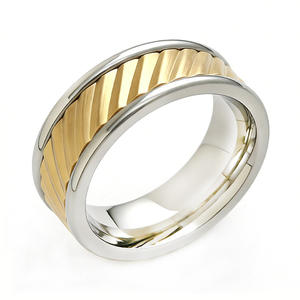 Bague en acier inoxydable lourd de 8 mm, sur mesure OEM, avec bord poli et centre rainuré, bijoux pour hommes - Product Image 1