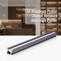 Profilé d'extrusion en aluminium pour bande LED encastrée, idéal pour armoire, meuble de cuisine, étagère, vitrine YB1011-32-1