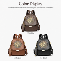 Sac à dos pour femme en cuir PU, motif éléphant, poche à rabat, quincaillerie dorée, poignée supérieure, OEM ODM, vente en gros, MOQ 10 pièces