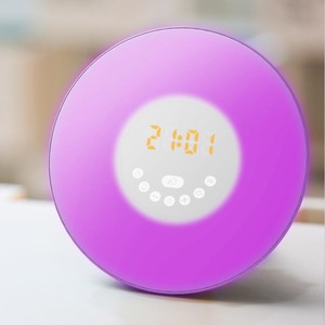 Digital Sunrise Alarm <b>Clock</b> Color Changing LED Wake Up Light FM Radio Snooze Round Table <b>Clock</b> <b>for</b> <b>Bedroom</b> - Product Image 1