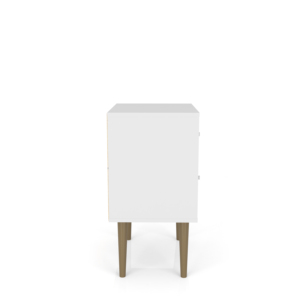 Nightstand In Natural And White With Geometric Wood <b>Drawers</b> Mid Century Modern Style <b>Storage</b> <b>Drawer</b> Unit - Product Image 5