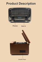 Lecteur de plateau tournant antique, avec Cassettes radio FMAM, enregistreur CD/USB/MP3