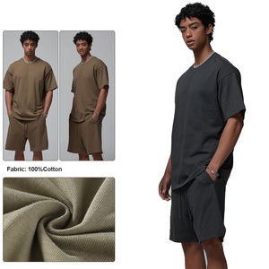 Streetwear lourd personnalisé de haute qualité ensemble de t-shirt et short surdimensionné ensemble ample Hip Hop ensemble de shorts en coton - Product Image 3