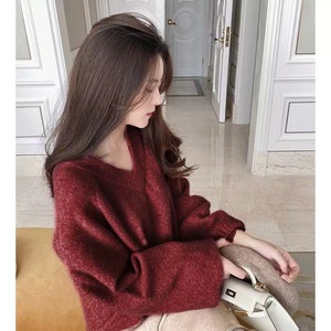 Maglione Pullover da <span class=keywords><strong>Donna</strong></span> Premium Casual con Scollo a V e Pizzo, Maniche Lunghe a Lanterna, Morbido Lavorato a Maglia, Antirughe e Traspirante per l'Inverno - Product Image 5