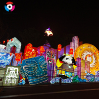 Lanterne en soie imperméable pour l'extérieur, décoration de festival, sculpture lumineuse d'animaux grandeur nature, panda, pour parc d'attractions et spectacle nocturne au zoo