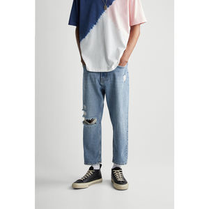 Ykmozi กางเกงยีนส์ขาดแบบลำลองสำหรับผู้ชายกางเกงยีนส์ขาตรงพิมพ์ลายโลโก้ออกแบบได้ตามที่ต้องการ - Product Image 2