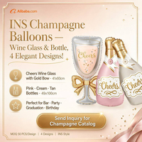 Ballons en aluminium mats style Ins pour bouteilles de vin et de champagne, décorations pour bars, dîners annuels et fêtes d'anniversaire