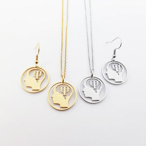 Collier en acier inoxydable 316L, symbole psi, bijou cadeau, collier délicat pour psychologue, bijou de sororité grecque - Product Image 1