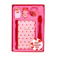 Ensemble de papeterie Saint-Valentin avec carnet, journal, stylo gel, notes autocollantes mignonnes, clips en forme de cœur, fournitures de bureau et scolaires, cadeau