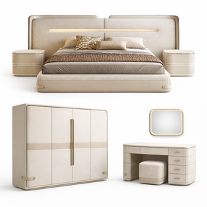 MOONTOP Adjustable Convertible Headboard Luxury Style Chenille <b>Frame</b> <b>Bed</b> Furniture Set Modern Double Back Design King Size <b>Bed</b> - Product Image 4