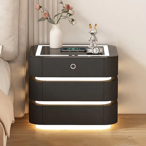 Mesita <span class=keywords><strong>de</strong></span> <span class=keywords><strong>Noche</strong></span> Inteligente Flotante Moderna con Luz, Multifuncional, Recargable, con <span class=keywords><strong>Tres</strong></span> <span class=keywords><strong>Cajones</strong></span>, Color Crema - Product Image 6