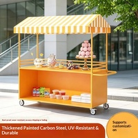 Chariot de Restauration Mobile Personnalisable en Fer Forgé avec Auvent – Stand de Vendeur Ambulant pour Marché Extérieur et Vente de Snacks de Nuit