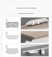 Poste de travail modulaire commercial en bois massif moderne - Bureau de direction ergonomique à hauteur réglable avec tiroirs de rangement et gestion des câbles
