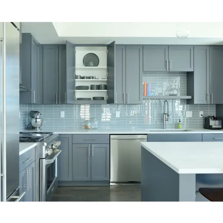 Shaker Style Latest Modern Kitchen Designs 2022 Custom Made American Modern solid wood Kitchen Cabinet