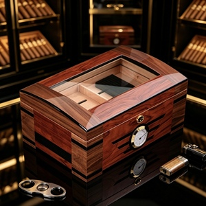 Durable <b>Lockable</b> Spanish Cedar Wood Freestanding Electric Compressor Commercial Display Humidifier Cigar Humidor <b>Cabinet</b> - Product Image 1