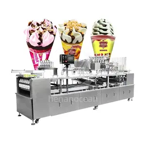 industrial rotary automatic Professional automatic honey sauce juice ice cream filling machine for cone cup