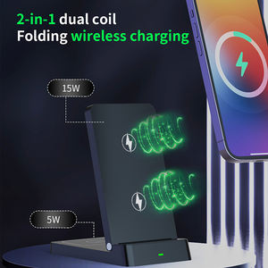 Sandaran pengisi daya nirkabel <span class=keywords><strong>2</strong></span> in 1, dudukan pengisian daya nirkabel Headset ponsel - Product Image 3