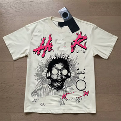เสื้อยืดแขนสั้นแฟชั่นลำลองผู้ชาย ผ้าฝ้าย 100% 260 กรัม พิมพ์ลายดาวนรกสไตล์วินเทจสวยงาม แบบถัก - Product Image 4